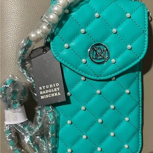 Badgley Mischka Teal Quilted Crossbody Bag
